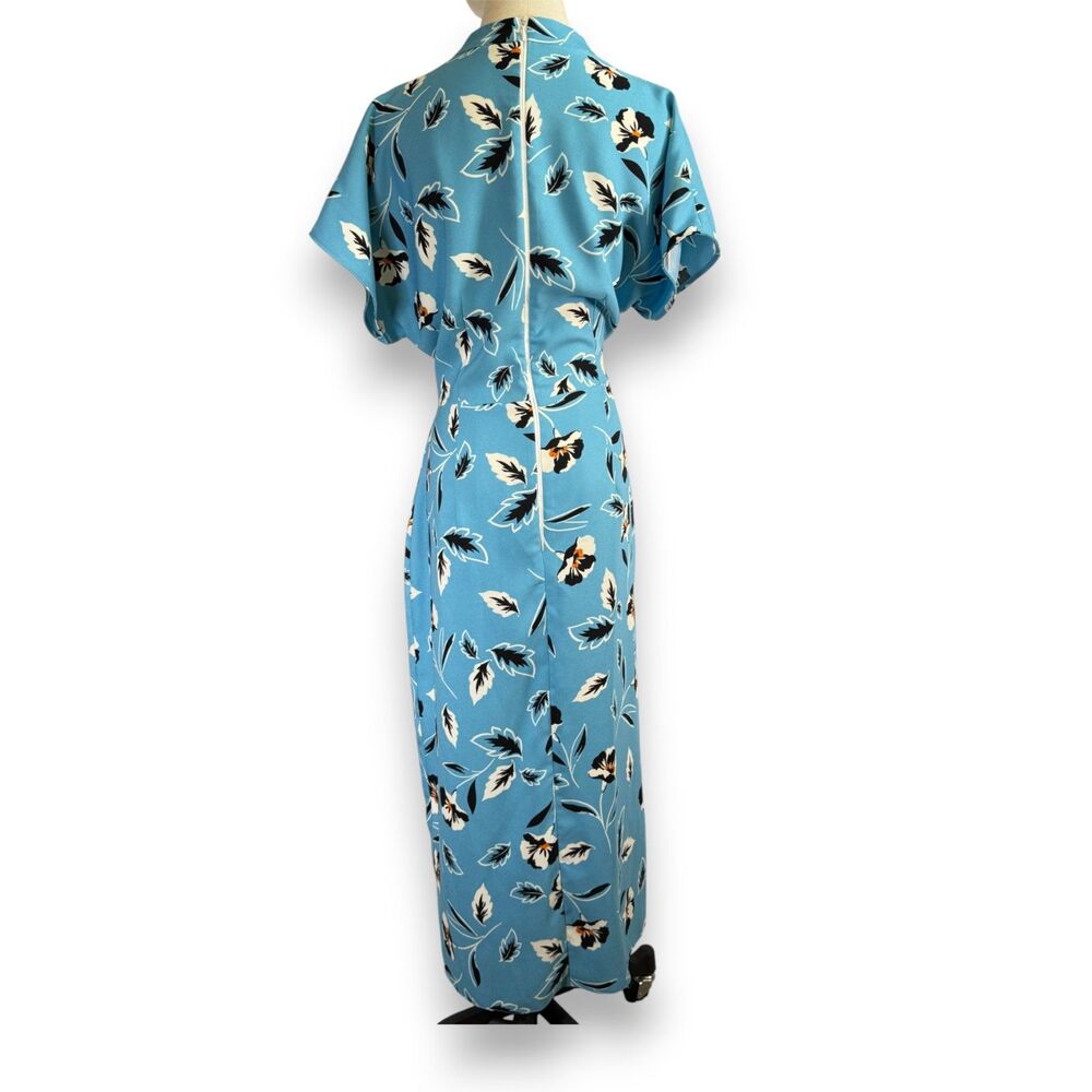 River Island | Ice Blue High Neck Dress | Black and White Floral | Sz 10 - Picture 2 of 7